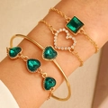 Gold - Heart Green Gem Style