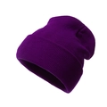 Deep purple knitted beanie hat with ribbed cuff for winter warmth and fashion style - Purple