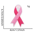 Pink ribbon embroidered patch detail with dimensions 6.7cm height and 1g weight - Pink Ribbon Patch Style 6