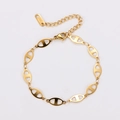 18K gold plated stainless steel pig nose link chain bracelet with lobster clasp - 18K Gold
