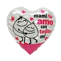 Heart-shaped foil balloon for Mother's Day with Spanish mami te amo message - 18 Inch Silver Mother Child Illustration Heart Love You (TX089)