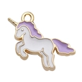 Unicorn charm with gold frame and purple enamel for DIY jewelry making and crafts - Unicorn (9931)