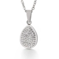 Silver teardrop pendant necklace with pavé cubic zirconia on a delicate O-chain - Silver Teardrop Pave Style (KP48046-K)
