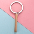 Portachiavi con ciondolo a parallelepipedo in oro rosa lucido in acciaio inossidabile - Anello in Acciaio Barra Oro Rosa / Oro rosa