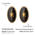 Detailed size specifications for black enamel star stud earrings in stainless steel - Star Burst Oval Stud Earrings (YYE025260-BK)