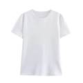 Détail à plat d'un T-shirt blanc classique à col rond et manches courtes aux coutures nettes - XS / Blanc