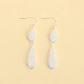 Silver drop earrings featuring dual layer iridescent crystals in a water drop shape - Silver Frame Iridescent White (EA088-5银)