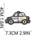 Detailed size view of police car embroidered patch showing 7.3cm length and 4cm width - No.4-Police Car