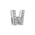 Silver letter W charm with sparkling rhinestones for 10mm stainless steel bracelets - Letter W / 10mm Full Drill Letter / Silver