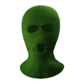 Winter thermal knit balaclava mask in dark green featuring a classic three-hole design - 3-Hole Design / Army Green