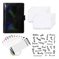 Detailed macro view of black A6 budget binder set with holographic PU cover and accessories - A6 / Holographic Black