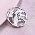 Round hollow ginkgo leaf pendant in silver finish with beaded edge for DIY jewelry - Silver