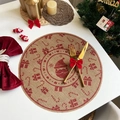 Set de table rond en jute avec imprimé Père Noël et motifs festifs de Noël - Style 1 Rouge