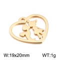 Colgante de corazón en acero dorado con silueta de beso de chico y chica 19x20mm - Estilo Dorado 8 (KLJ2362-Z)