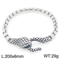 Vintage silver snake head clasp chain bracelet, 6mm width, 200mm length, hip hop style - Antique Silver Round Box Chain (KB203298-Z)