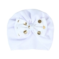 White baby turban with waffle texture and large gold polka dot bow detail - White (Bubble Texture Gold Polka Dots)