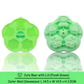 Green food-grade silicone bear and cat paw mold with lid for baby food cakes - Little Bear Rice Cake / Green