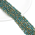 Oval teal and gold faceted crystal beads for DIY jewelry making and handmade crafts - Approx 25pcs/Strand / 4x6MM / Solid Peacock Blue