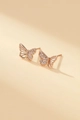 Elegant rose gold butterfly earrings featuring hollow design and sparkling white zircons - Rose Gold Half-Butterfly