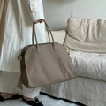 Large clay brown leather tote bag with long handles for stylish daily commute - Large (Shoulder Use) / Khaki (Togo Leather)