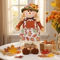 Herbst-Vogelscheuche in orangefarbenem Strickpullover und Ahornblatt-Kleid Deko - Ahornblatt Rock Dicke Weibliche Puppe