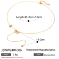 Collana in acciaio inossidabile dorato con fiocchi e cuore, catena 45cm, anallergica e impermeabile - Collana con Pendente Nappa a Cuore e Fiocco Dorato (JDNW2404006)