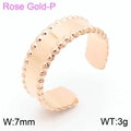 Anillo abierto minimalista chapado en oro rosa de 18k con ancho de 7mm y borde de cuentas - Estilo Ancho con Borde de Cuentas (KR105258-KFC) / Oro rosa