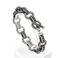 Bracelet chaîne vintage à maillons arrondis avec détails gravés et fermoir en T - Style de Chaîne à Points Gaufrés (KB155875-KJX)
