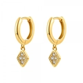 Minimalistische goldene geometrische Rhombus-Ohrringe mit funkelnden Zirkonsteinen - Gold