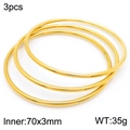 Three-piece 18k gold plated stainless steel bangles set with 70mm inner diameter - 3Pcs Set-Gold (KB181565-KFC)