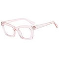 Stylish cat-eye large frame glasses in transparent pink with anti-blue light lenses - Transparent Pink