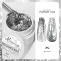 Silver high-density platinum glitter nail gel in shade 002 for professional nail art - Sparkling Platinum Gel 02(002)