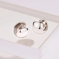 Pendientes de bola de plata esterlina 925 modernos con acabado pulido minimalista en plata - Pendiente de Medio Círculo Liso / Oro Blanco