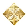 Retro rhombus pendant in 18k gold plated stainless steel with radiating texture - Gold