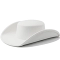 Elegant 10cm wide brim white wool felt flat top boater hat with curled edges - M (56-58cm) / White