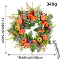 Herbstlicher Kranz mit Kürbissen und Rosen, 50 cm Durchmesser mit Maßangaben - Großer Kürbis-Blumen-Stil