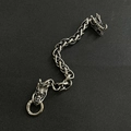 Silver finish dragon bone chain bracelet with detailed dragon heads and circular clasp - No.1 Dragon 21cm