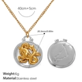 Two-tone stainless steel Capricorn relief medallion pendant necklace with dimensions - Two-tone Capricorn
