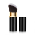 Portable retractable makeup brush with black handle and gold ferrule for blush and powder - Large Black Gold Slanted