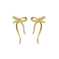 Elegant 18k gold plated brass bow earrings with shimmering cubic zirconia stones - Tassel Pave Bow Knot Style (FE240308)