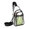 Bolso de pecho transparente de PVC impermeable con correa negra y cierre de cremallera - Negro