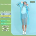 Blue 7-pack portable thick disposable raincoat for adults with size measurements - Set / Sky Blue