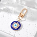 Golden Evil Eye keychain with sunburst design and dark blue enamel pendant charm - 1# Dark Blue Sun Eye