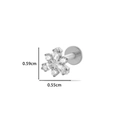 F136 Titan Labret-Stecker mit Zirkonia-Blume, Größe ca. 0,59 cm x 0,55 cm, Silberglanz - Blumenform (7# Silber)