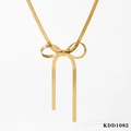 Elegant gold stainless steel snake chain necklace featuring a minimalist bow pendant design - Gold Bowknot Necklace