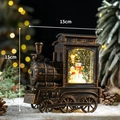 Vintage Bronze Weihnachts-Schneekugelzug mit Schneemann und Glitzer, 15cm Tischlampe - Bronzefarbener Zug Weihnachts-Schneemann Besen