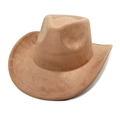 Close-up detail of smooth camel suede texture and western cowboy hat crown design - M (56-58cm) / Khaki