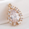 Pendentif goutte d'eau élégant en or serti d'un cristal central et de petits diamants - 1.3*1.0CM