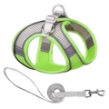 Reflective fluorescent green mesh pet harness and leash set for dogs and cats - Green-Grey Mesh