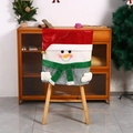 Detail of Christmas snowman chair cover with red sequins, fleece trim and green scarf - Snowman